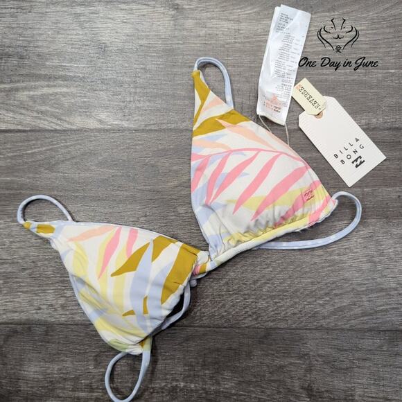 Billabong Tropic Jungle High Point Triangle Bikini Top Size L - Picture 4 of 6
